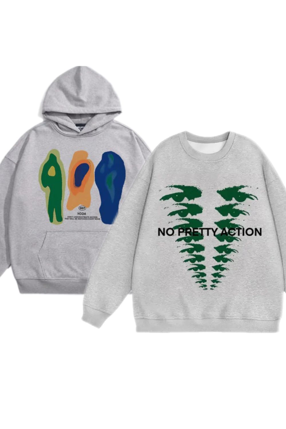 |BUNDLE| 'NO PRETTY ACTION' SWEATER +'RADIATION' HOODIE