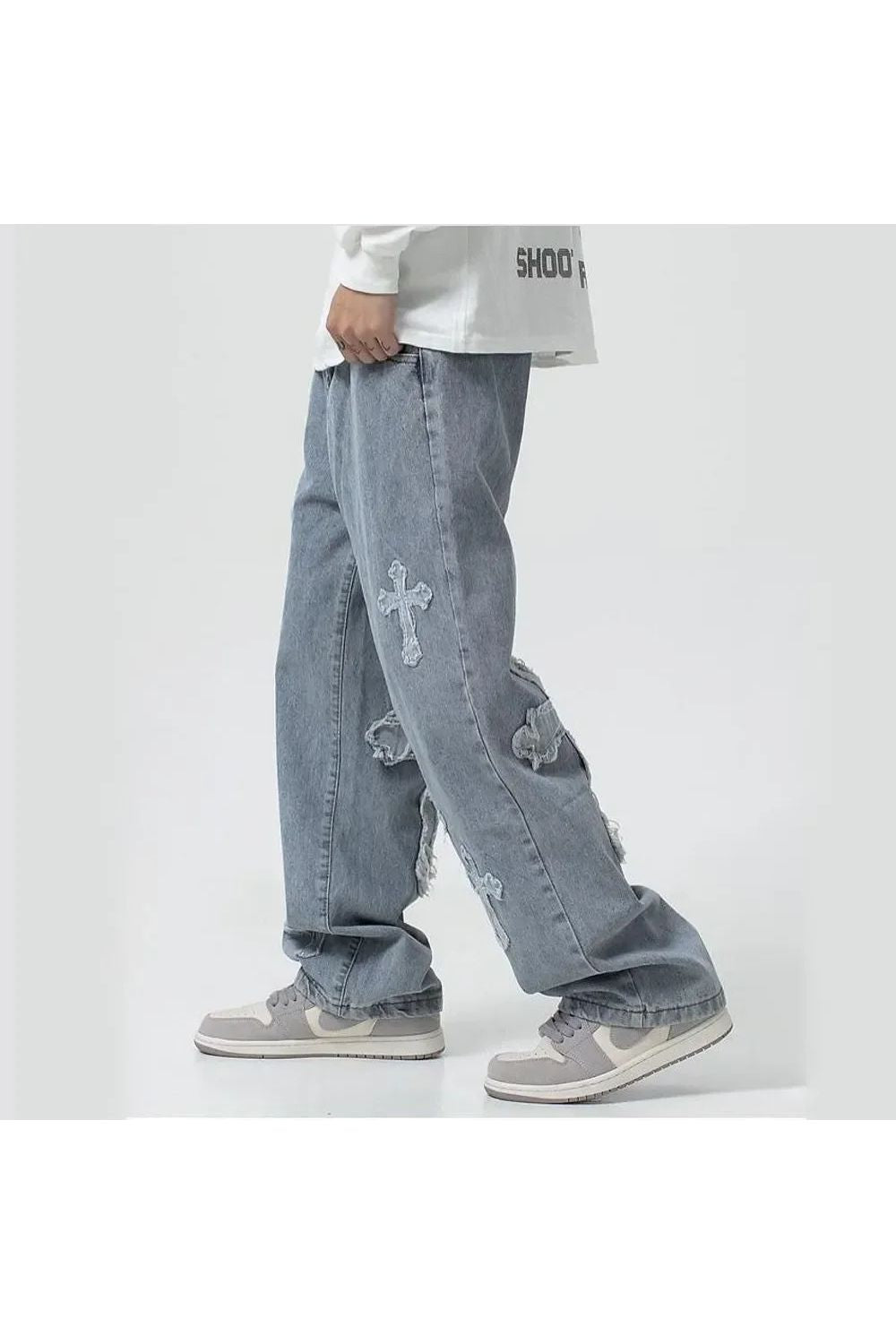 'Cross' Graphic Baggy Jeans