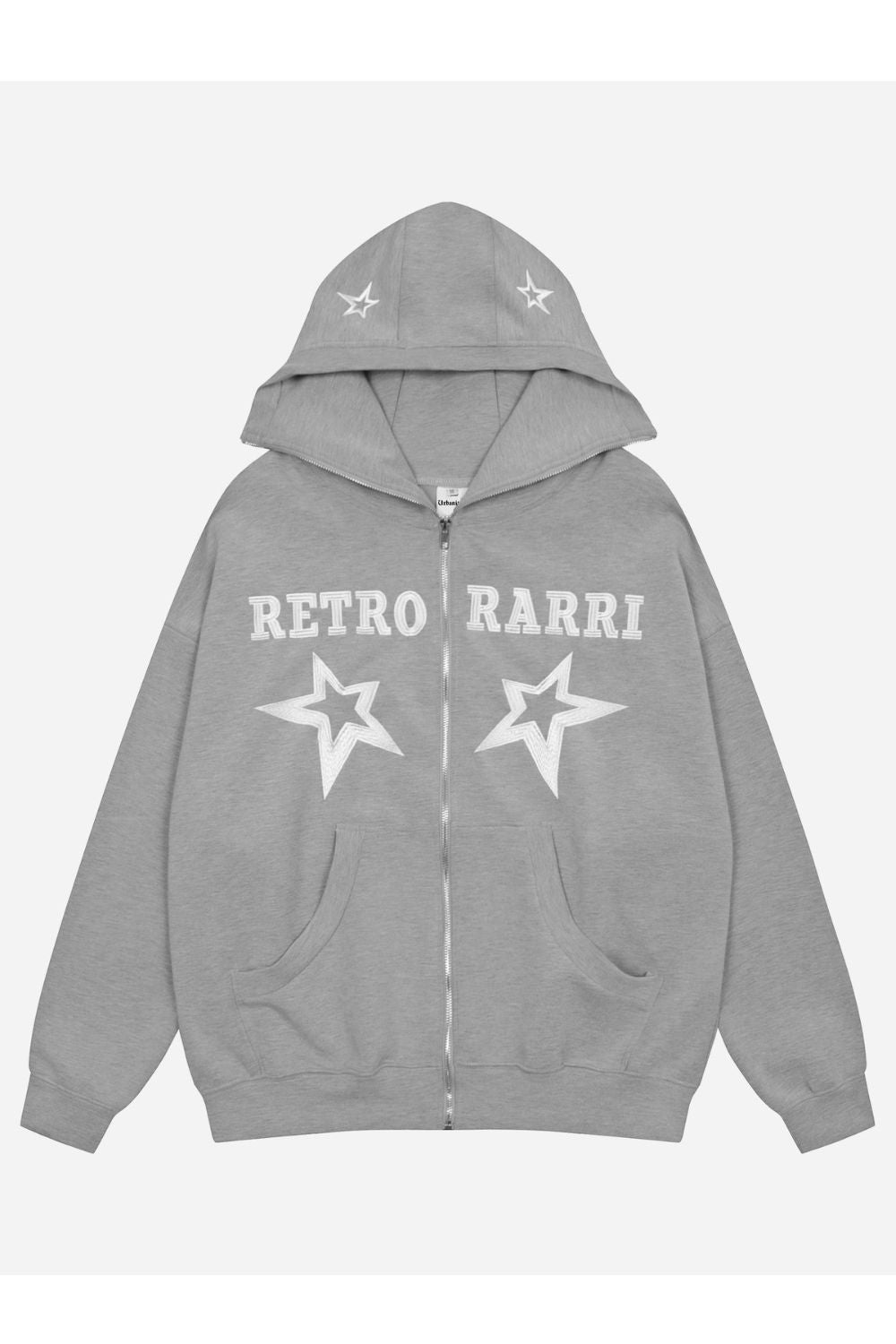 Full zipper hoodie black with retro rarri white print