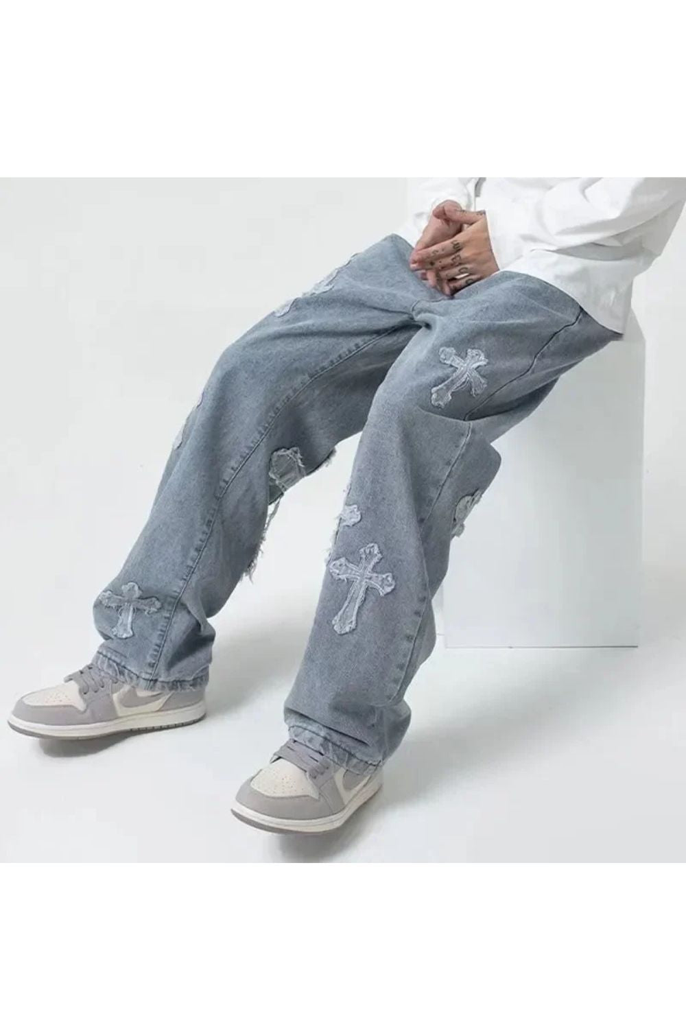 'Cross' Graphic Baggy Jeans