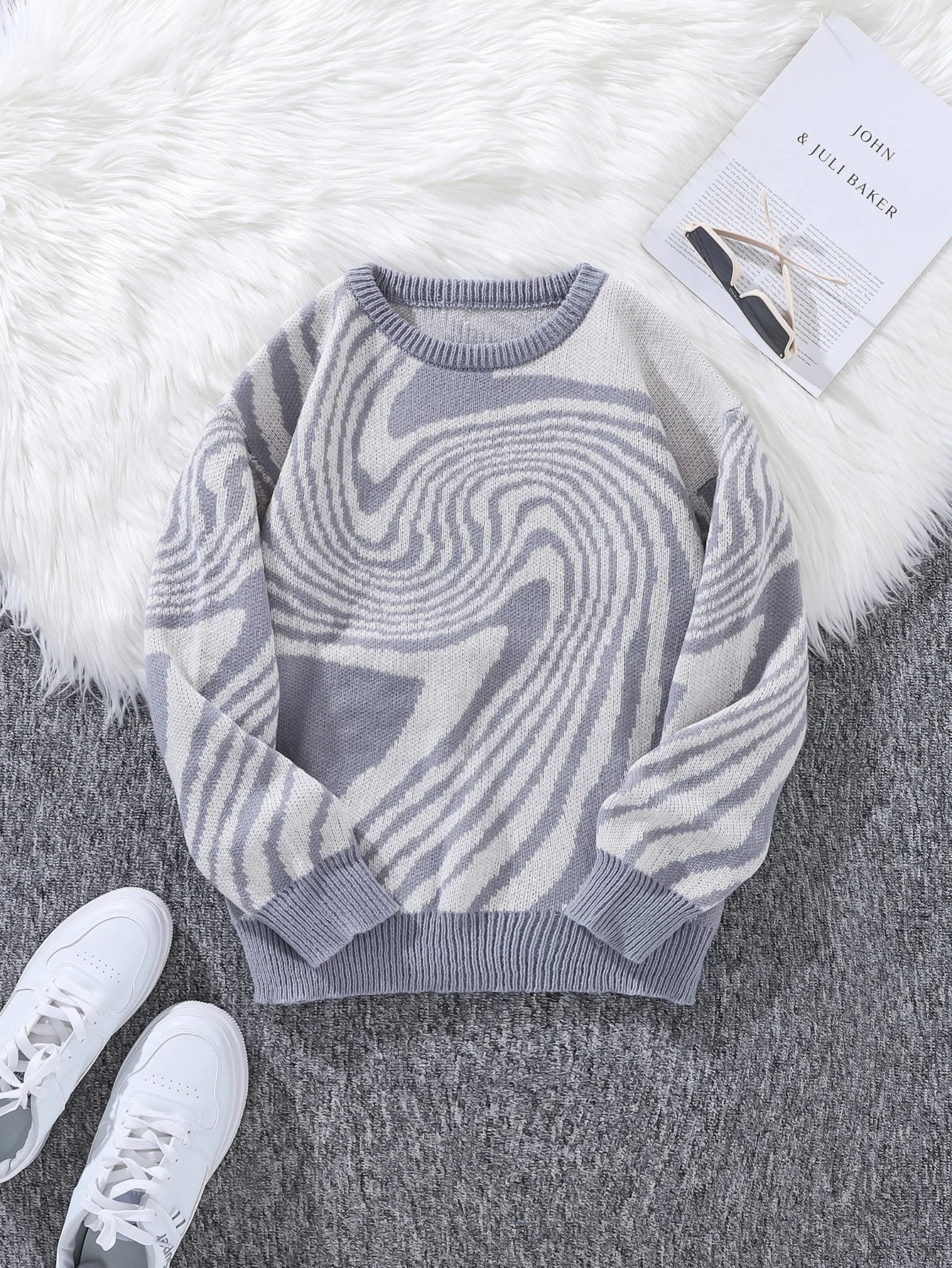 Graphic Swirl Knitted Sweater