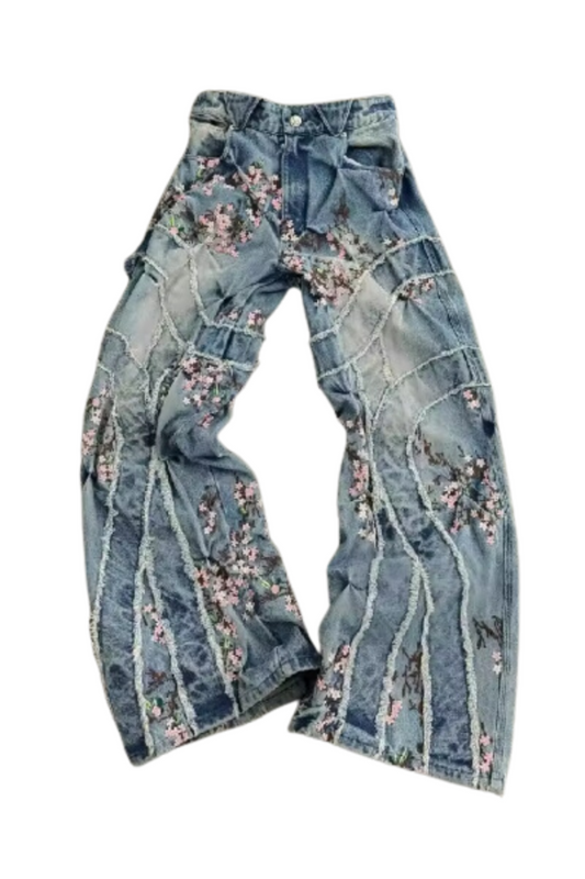 "FREEDOM" Embroidered Jeans