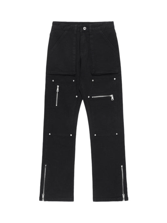 'Fusion' Zipper Patchwork Pocket Denim Pants